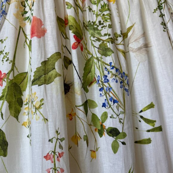 H&M Smocked Linen Blend Sundress Floral Lined Adjustable Straps Midi Summer - Picture 6 of 16